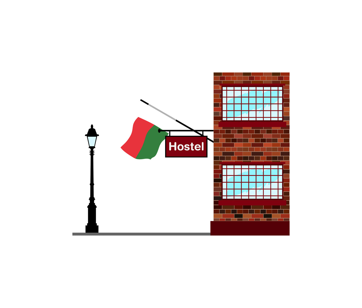 Madagascar Hostels Hotel Vector Illustration