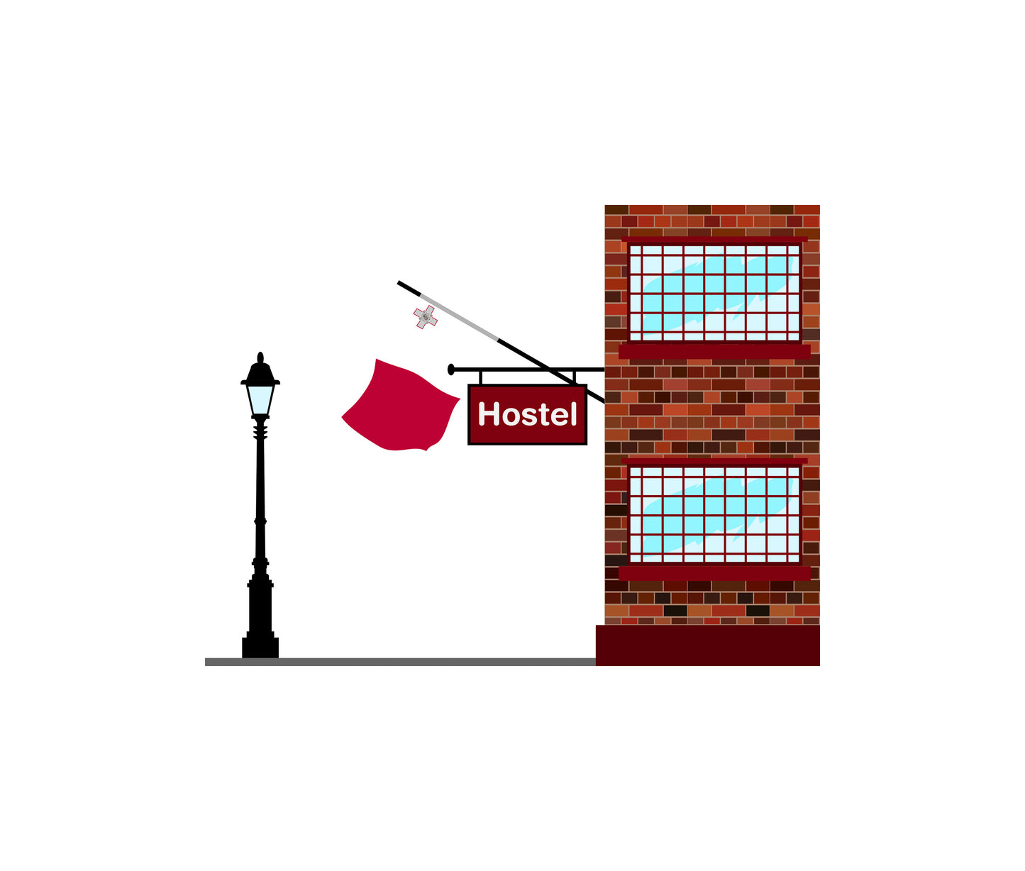 Malta Hostels Hotel Vector Illustration
