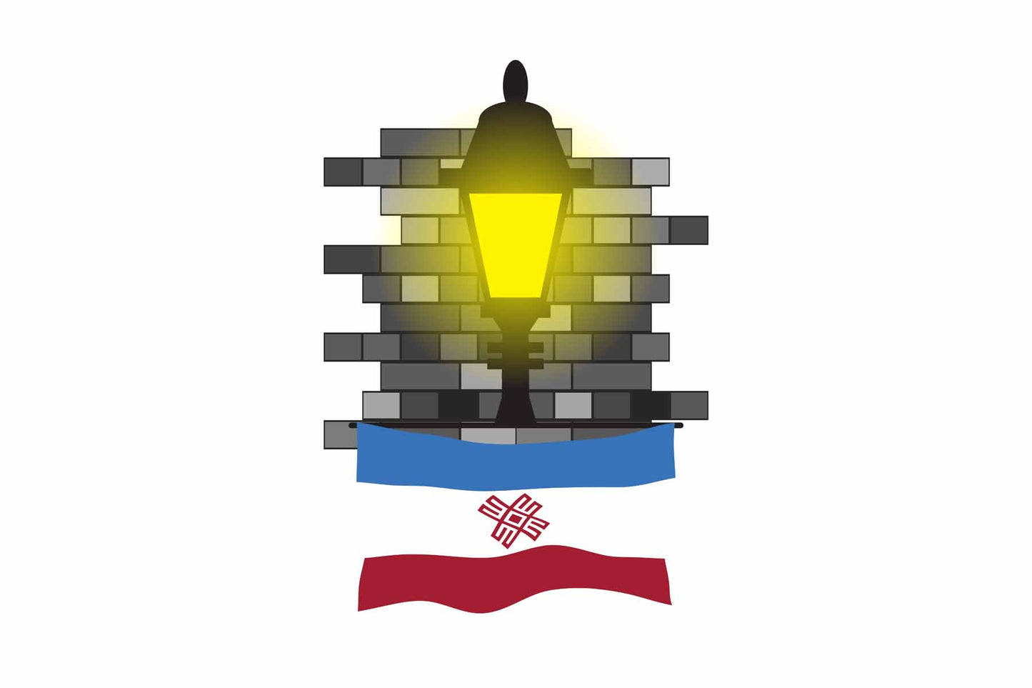Mari El Flag Street Lamp Bricks Vector Illustration