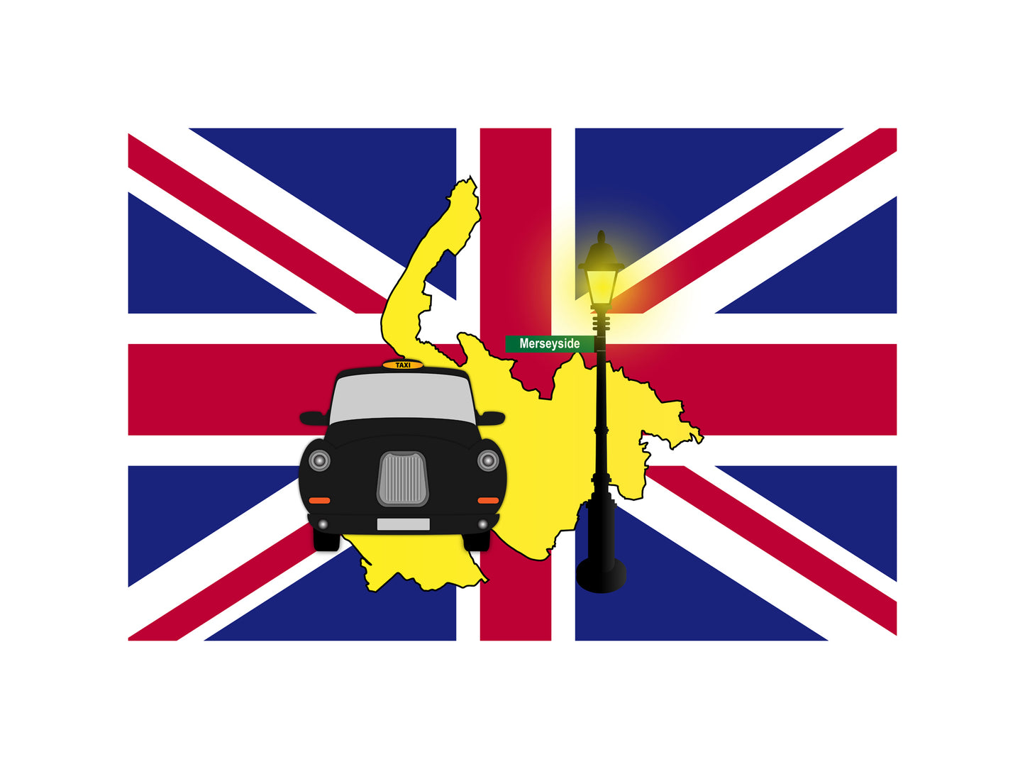 Merseyside United Kingdom Black Taxi Vector Illustrations | Iconic London Taxi Collection