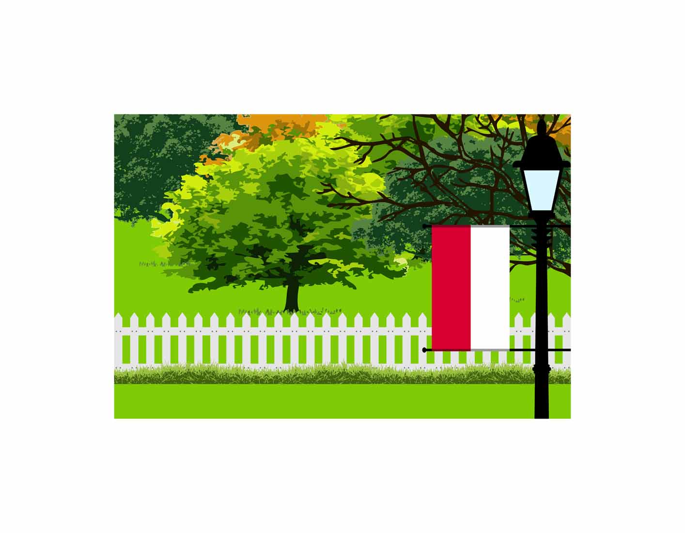 Monaco Home Town Trees Landscape Moon Night Vector Illustrations
