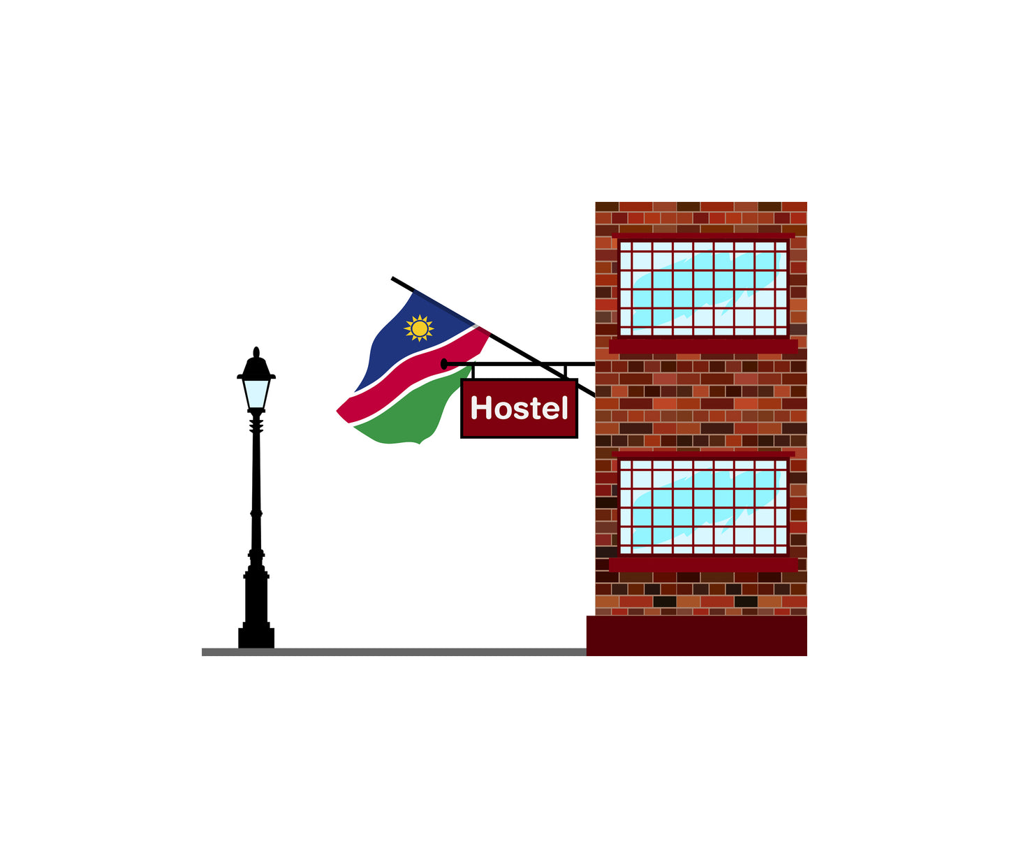 Namibia Hostels Hotel Vector Illustration