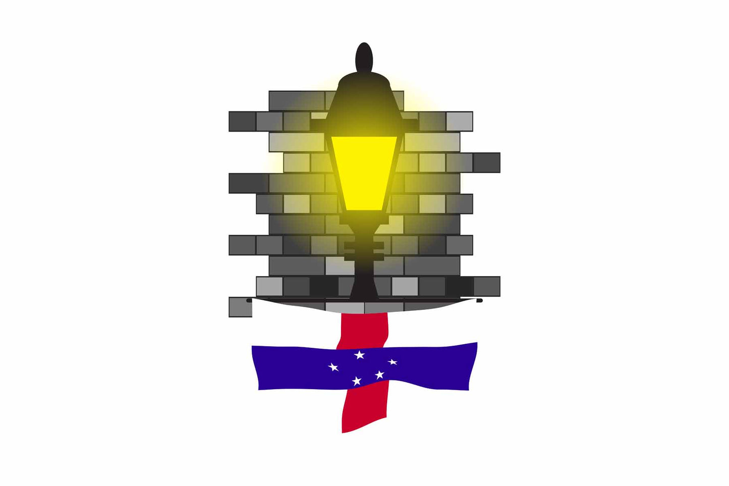 Netherlands Antilles Flag Street Lamp Bricks Vector Illustration