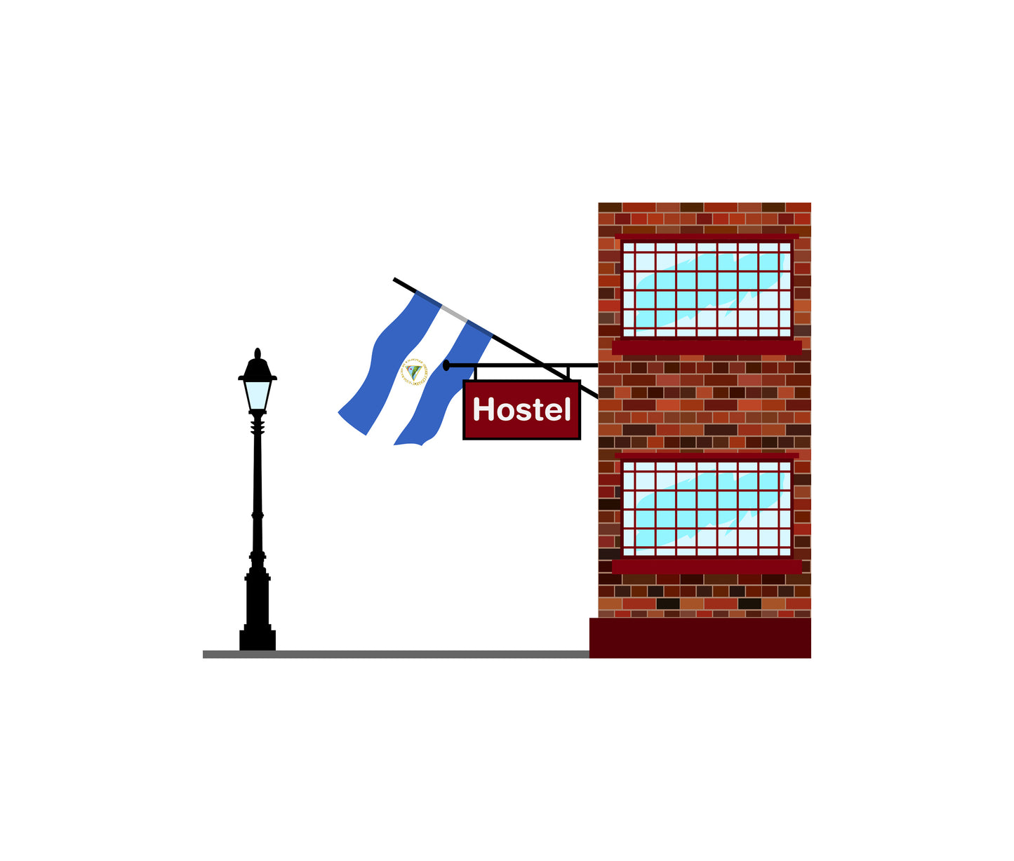 Nicaragua World Hostels Vector Illustrations | Hostel Buildings & Accommodation Collection