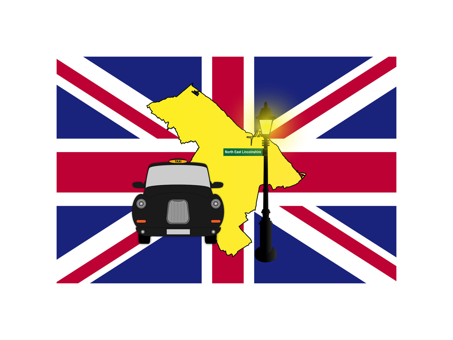 North East Lincolnshire United Kingdom Black Taxi Vector Illustrations | Iconic London Taxi Collection