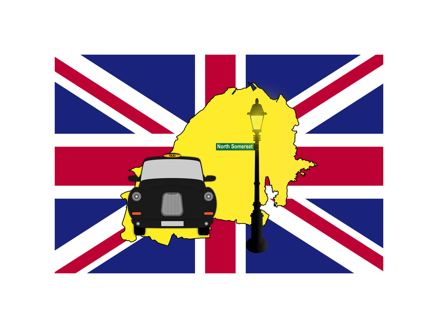 North Somerset United Kingdom Black Taxi Vector Illustrations | Iconic London Taxi Collection