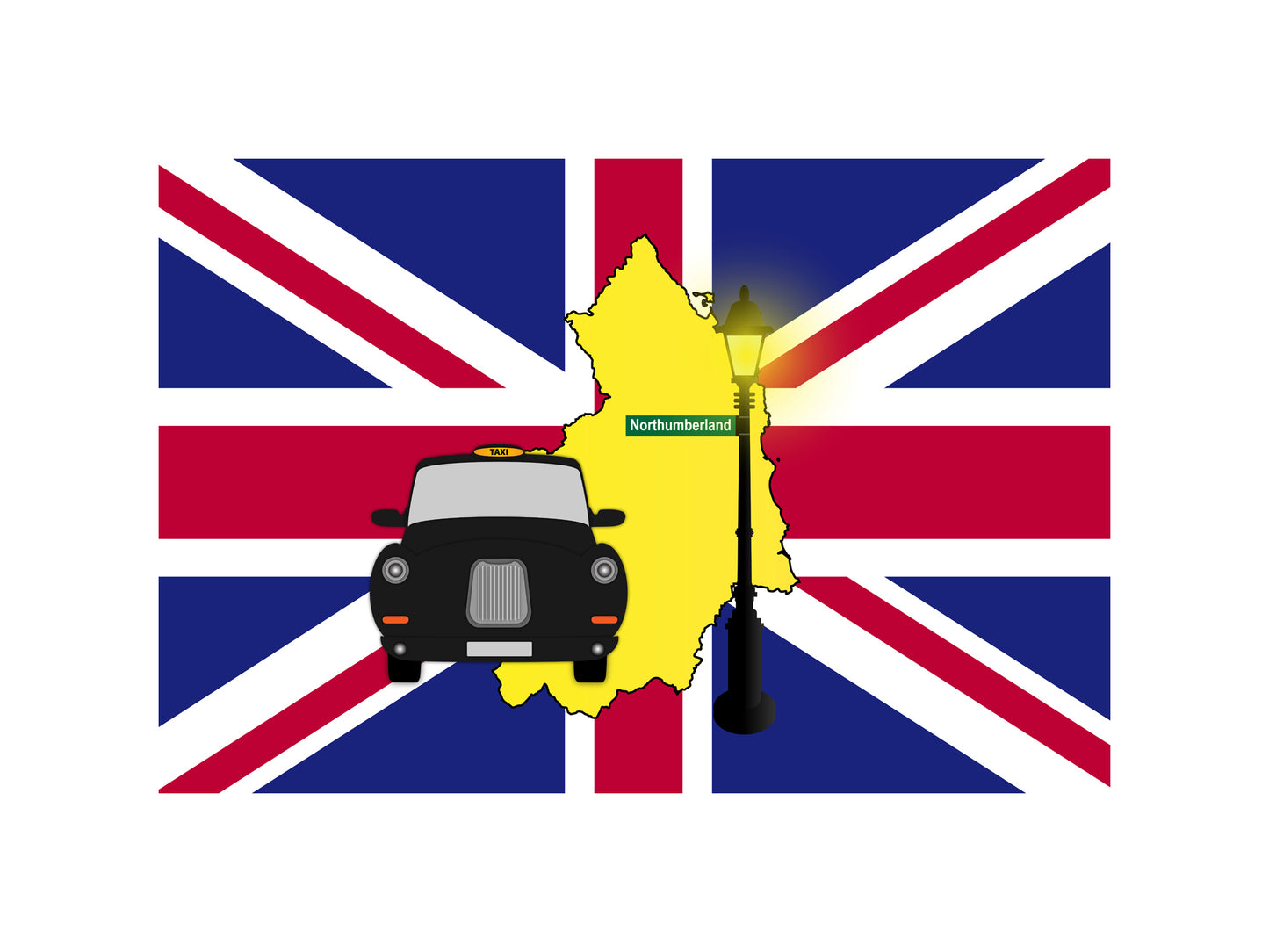 Northumberland Black Taxi Vector Illustration
