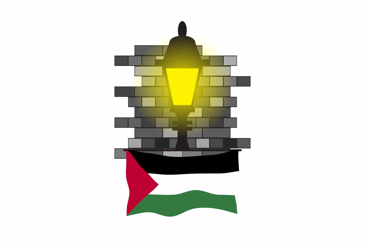 Palestine Flag Street Lamp Bricks Vector Illustration