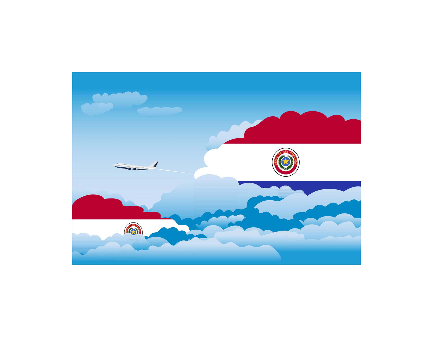 Paraguay Airplane Day Clouds Vector Illustration | Travel & Aviation Sky Scene