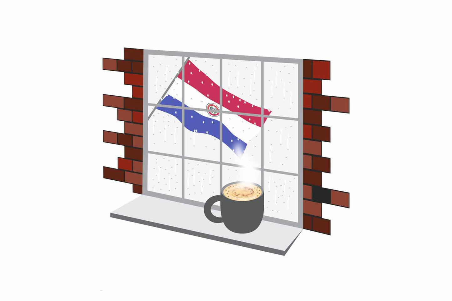 Paraguay Coffee Rain Window Vector Illustration | Cozy Café Scene