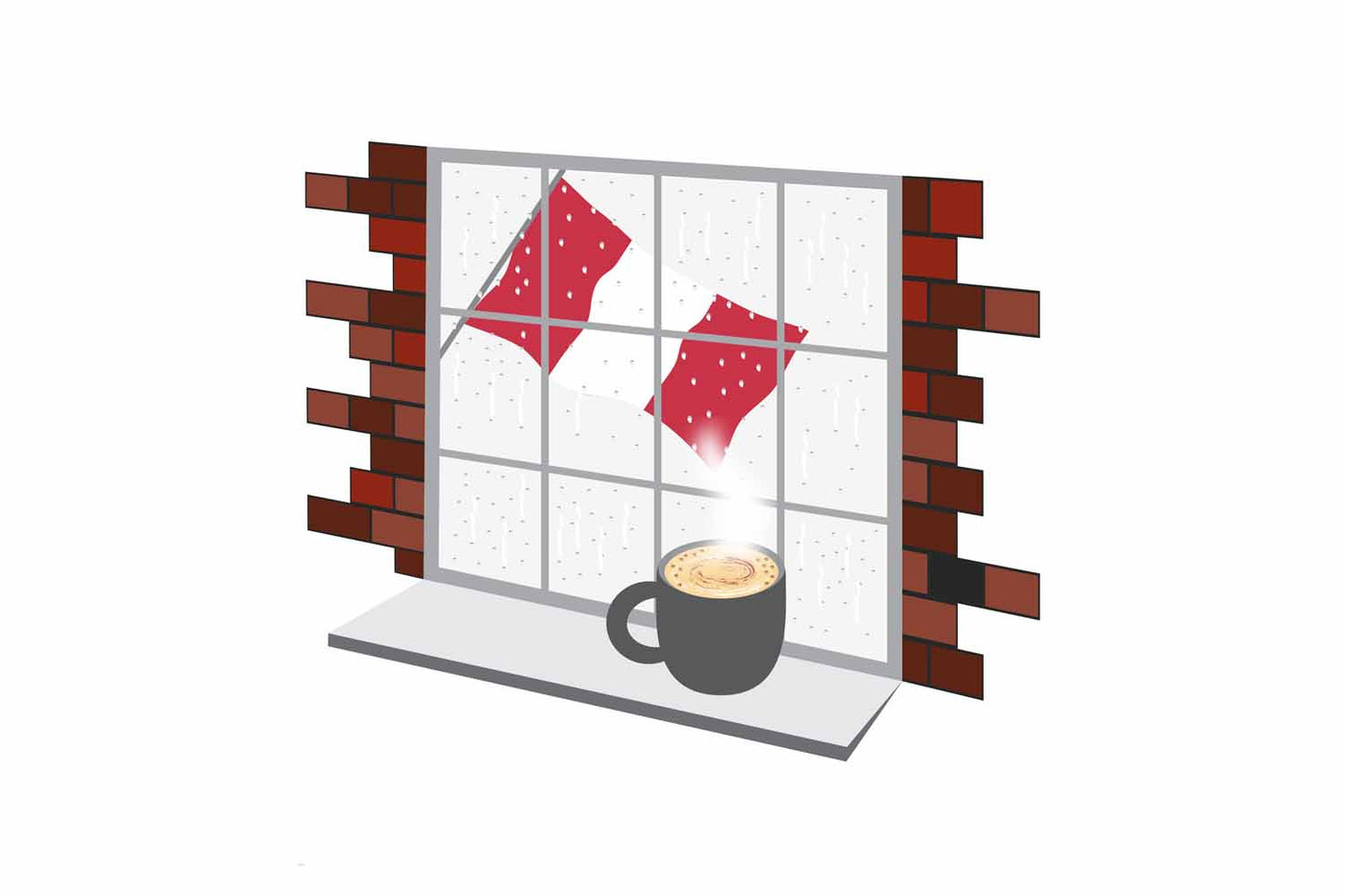 Peru Coffee Rain Window Vector Illustration | Cozy Café Scene