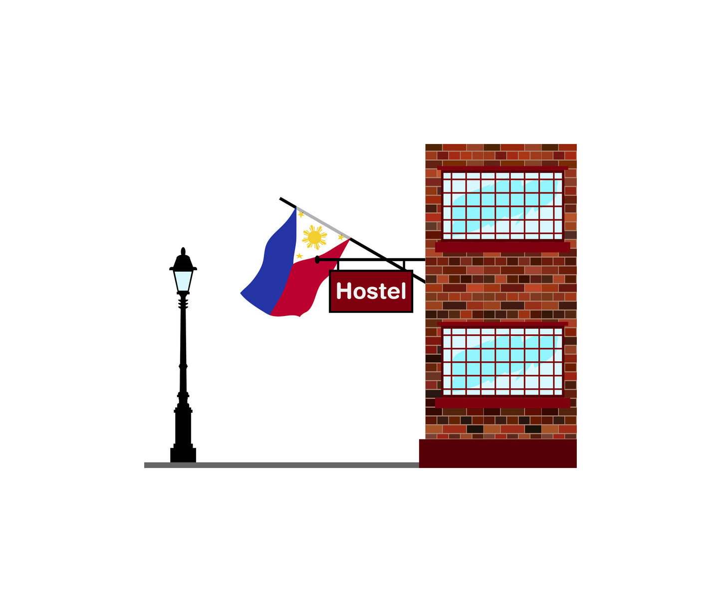 Philippines Hostels Hotel Vector Illustration