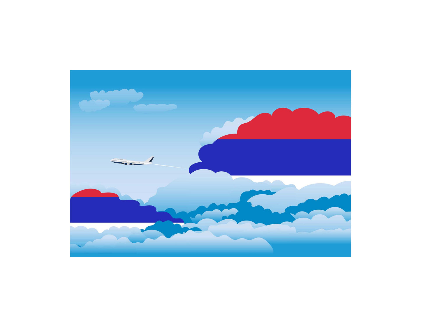 Republika Srpska Airplane Day Clouds Vector Illustration | Travel & Aviation Sky Scene