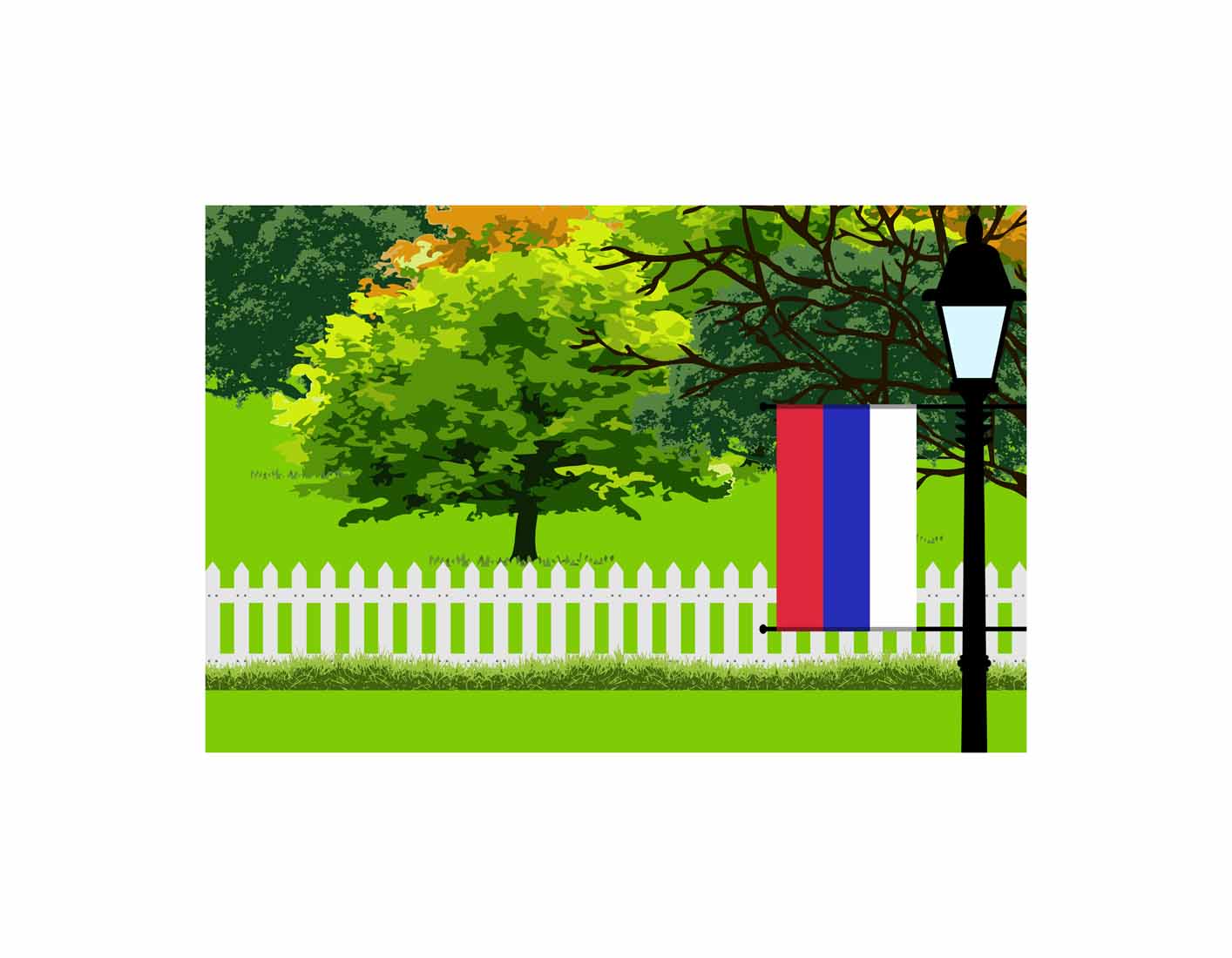 Republika Srpska Home Town Trees Landscape Moon Night Vector Illustrations