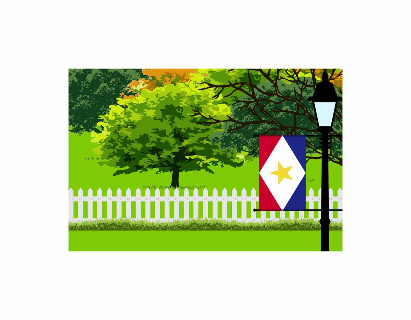 Saba Home Town Trees Landscape Moon Night Vector Illustrations