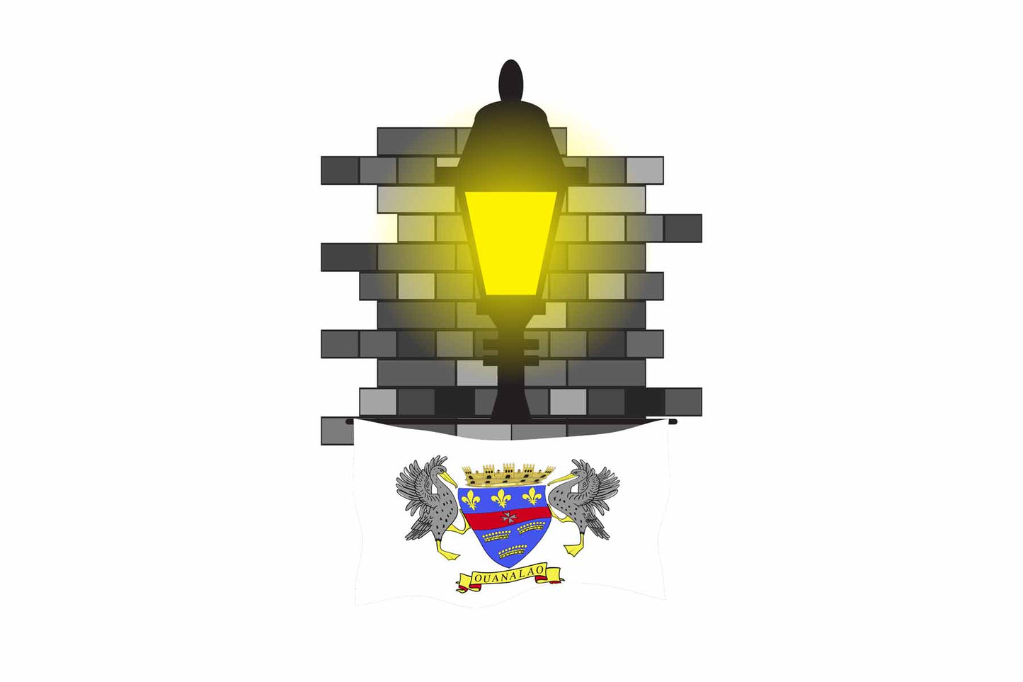 Saint Barthelemy World Street Lamp Bricks Dark Night Vector Illustrations | Moonlit Urban Landscape Collection