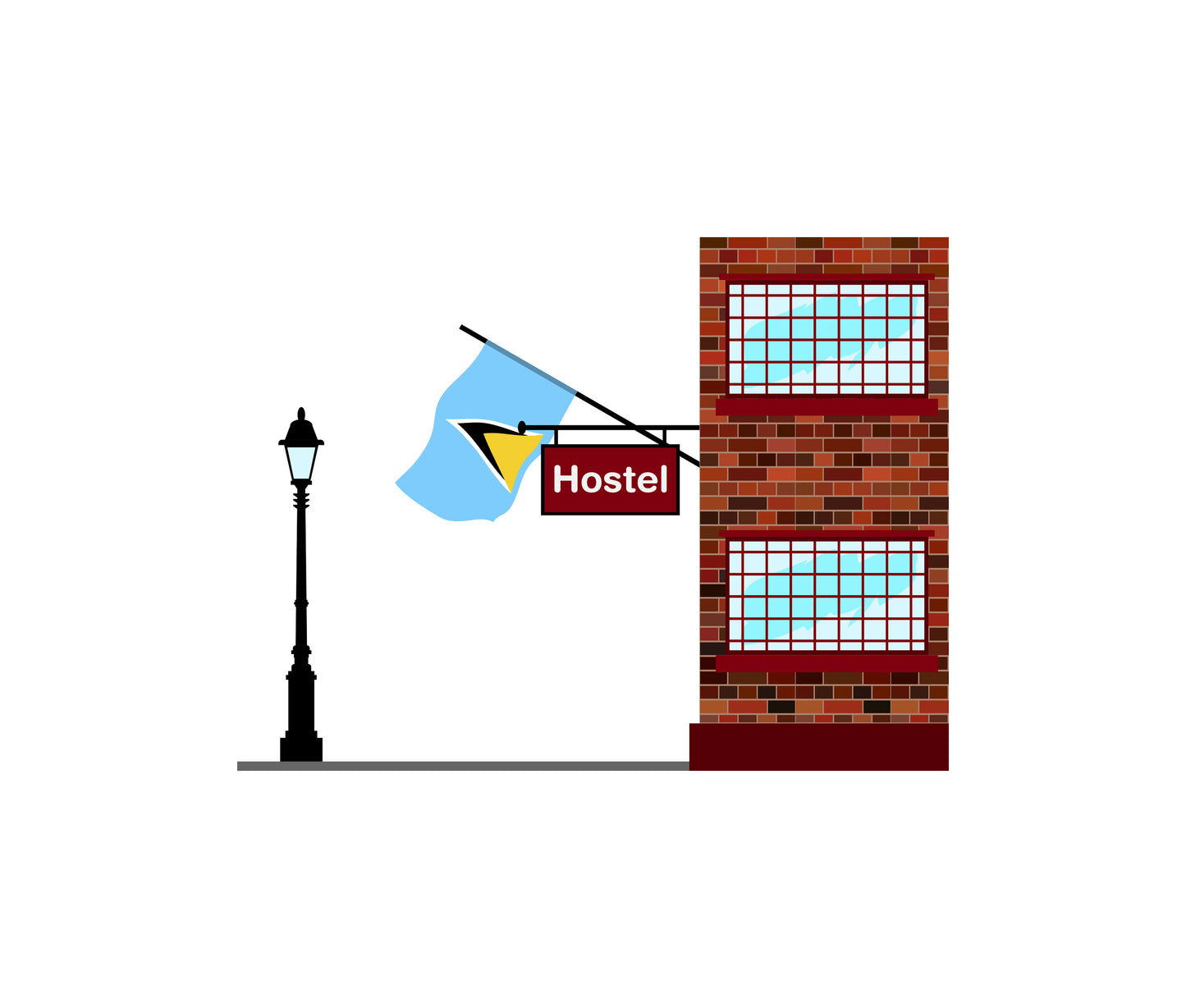 Saint Lucia Hostels Hotel Vector Illustration