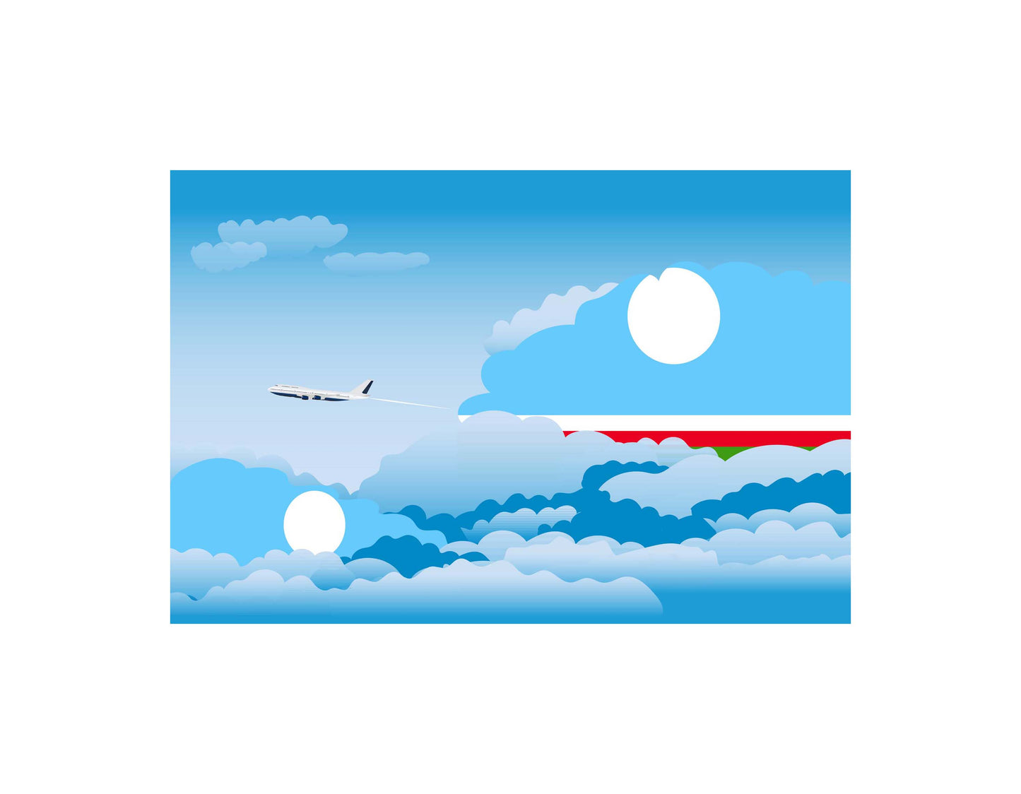 Sakha Republic Airplane Day Clouds Vector Illustration | Travel & Aviation Sky Scene