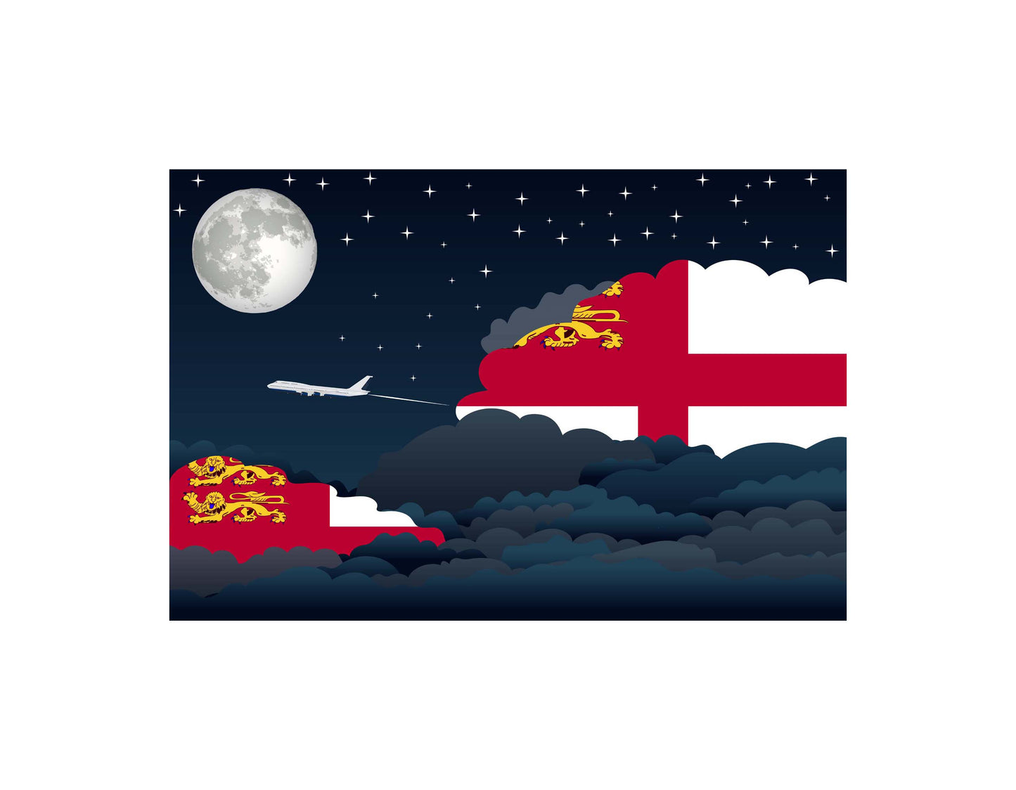 Sark Flag Night Clouds Aeroplane Airport Flying Vector Illustration