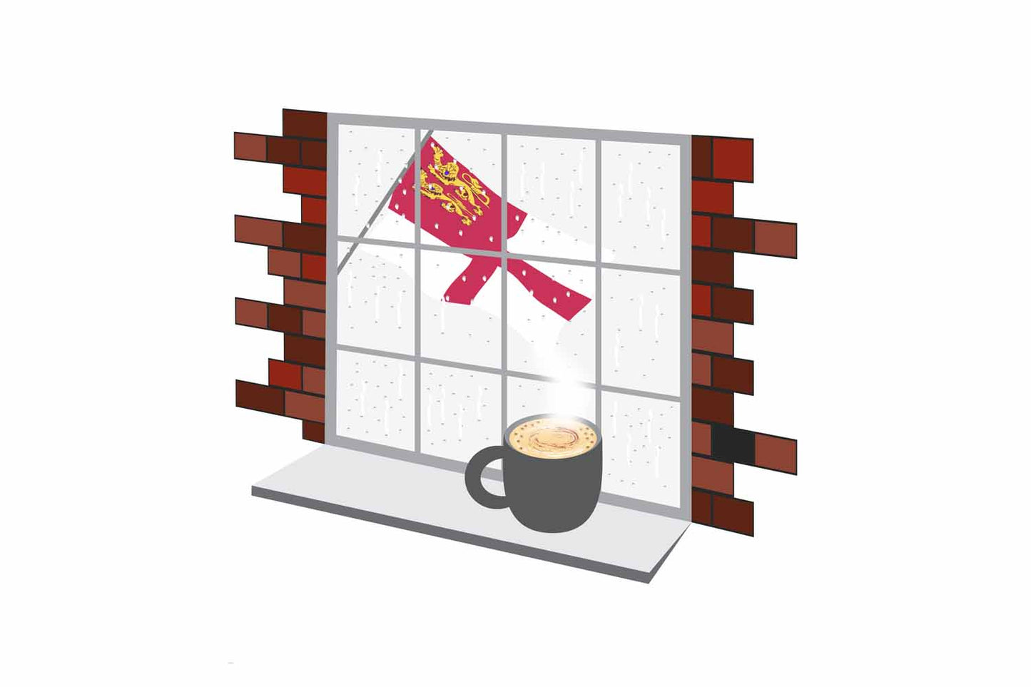 Sark Coffee Rain Window Vector Illustration | Cozy Café Scene
