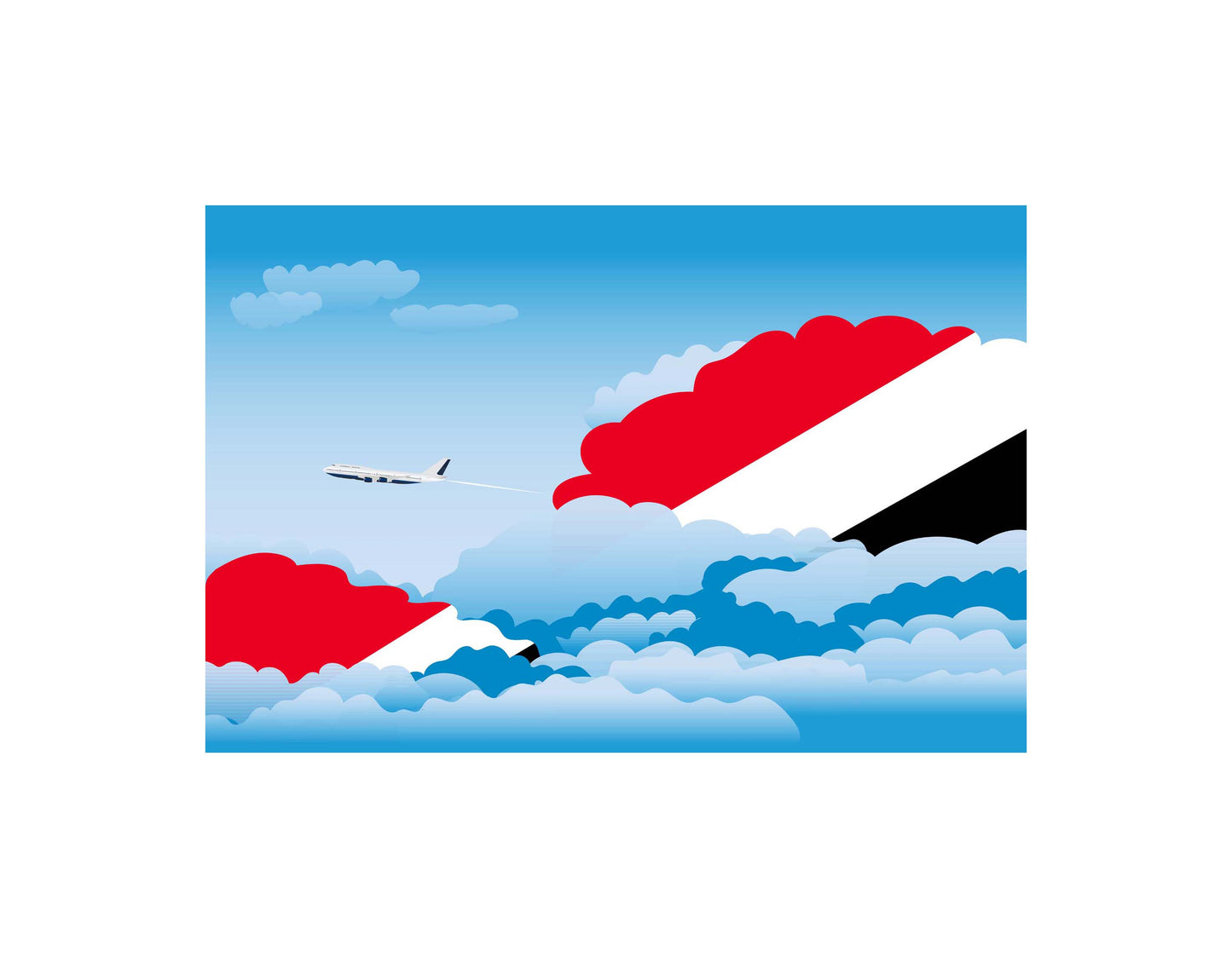 Sealand Principality of Airplane Day Clouds Vector Illustration | Travel & Aviation Sky Scene