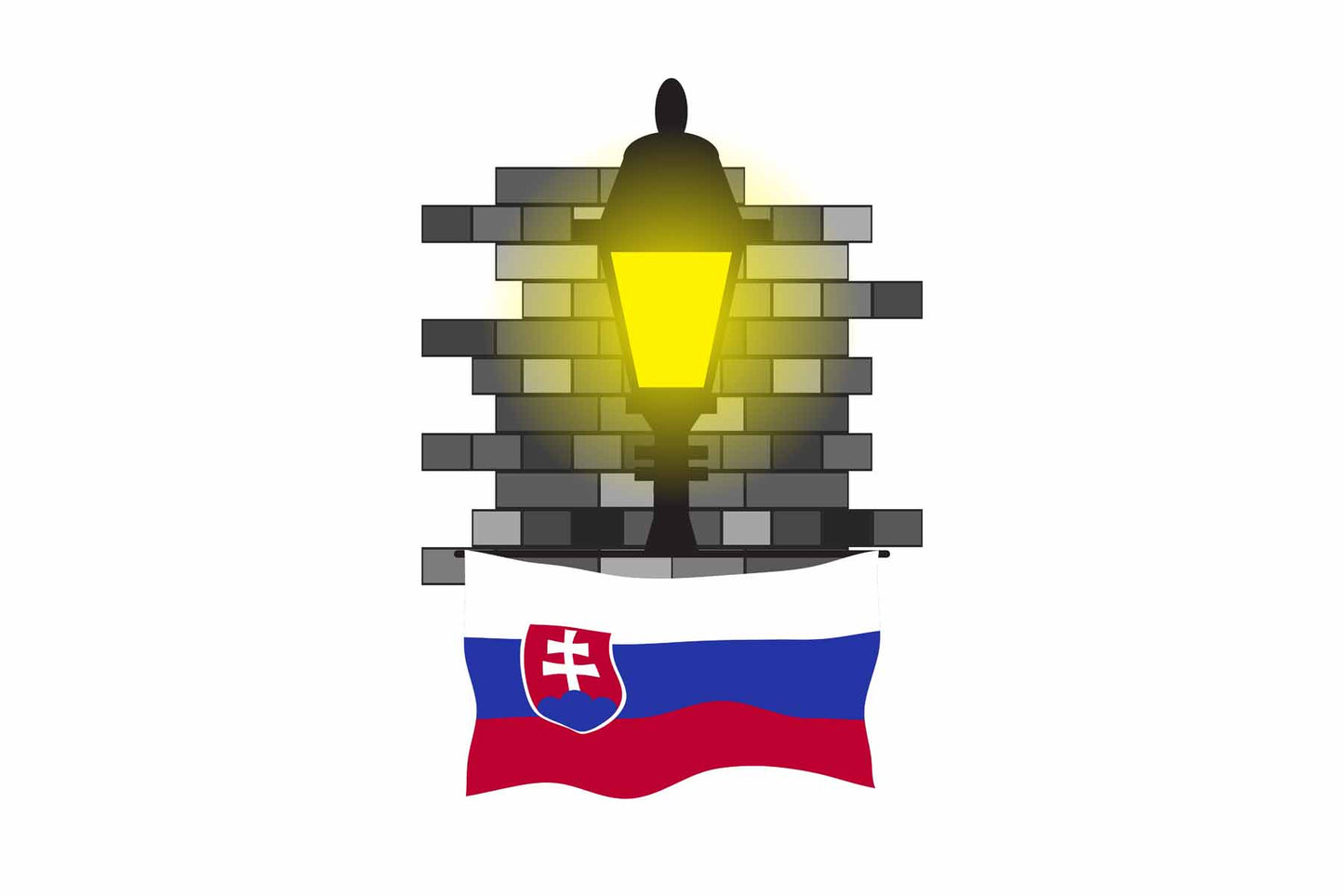 Slovakia World Street Lamp Bricks Dark Night Vector Illustrations | Moonlit Urban Landscape Collection