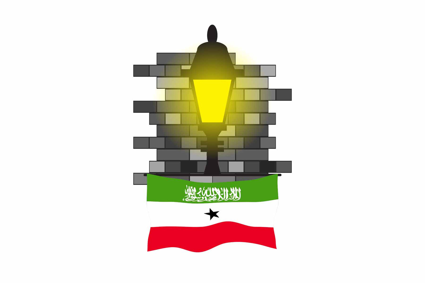 Somaliland World Street Lamp Bricks Dark Night Vector Illustrations | Moonlit Urban Landscape Collection