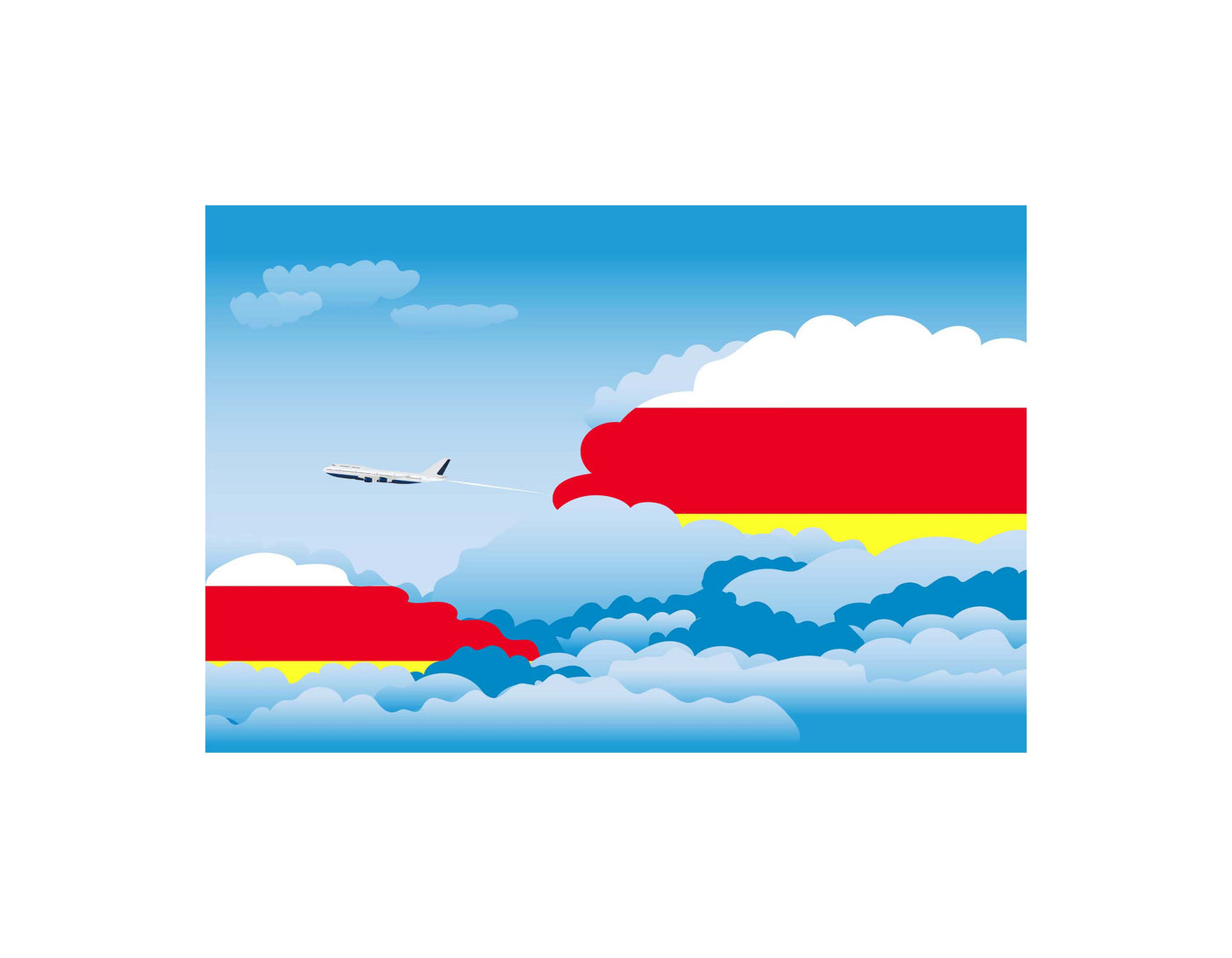 South Ossetia Airplane Day Clouds Vector Illustration | Travel & Aviation Sky Scene