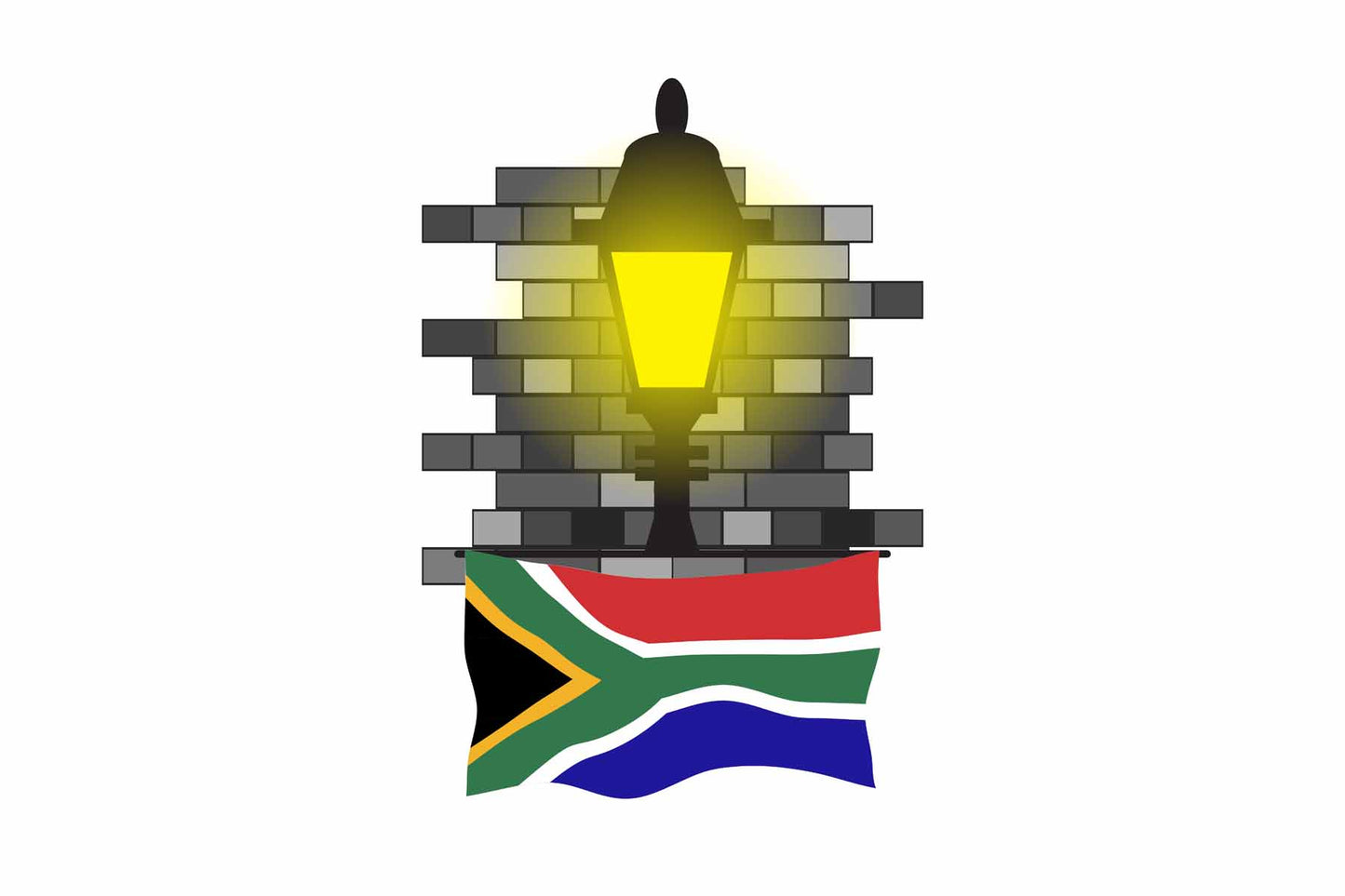 South Africa World Street Lamp Bricks Dark Night Vector Illustrations | Moonlit Urban Landscape Collection
