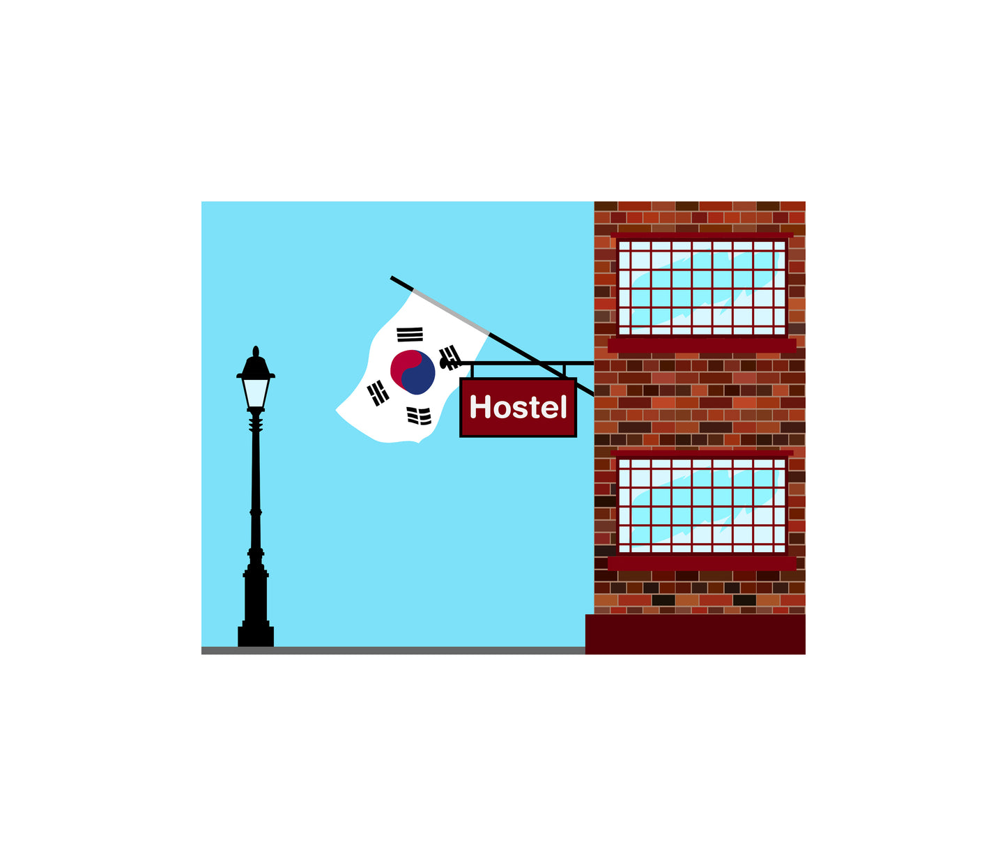 South Korea Hostels Hotel Vector Illustration
