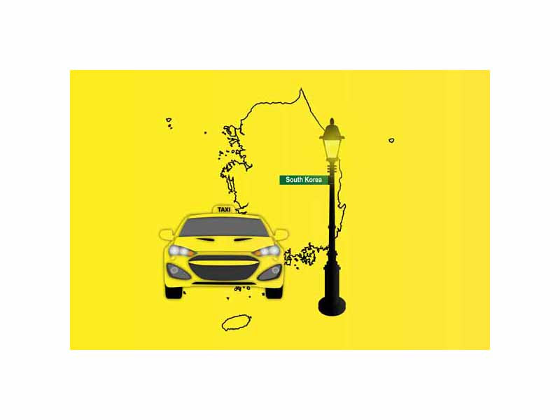 South Korea World Yellow Taxi Vector Illustrations | Iconic Taxi & Urban Transportation Collection