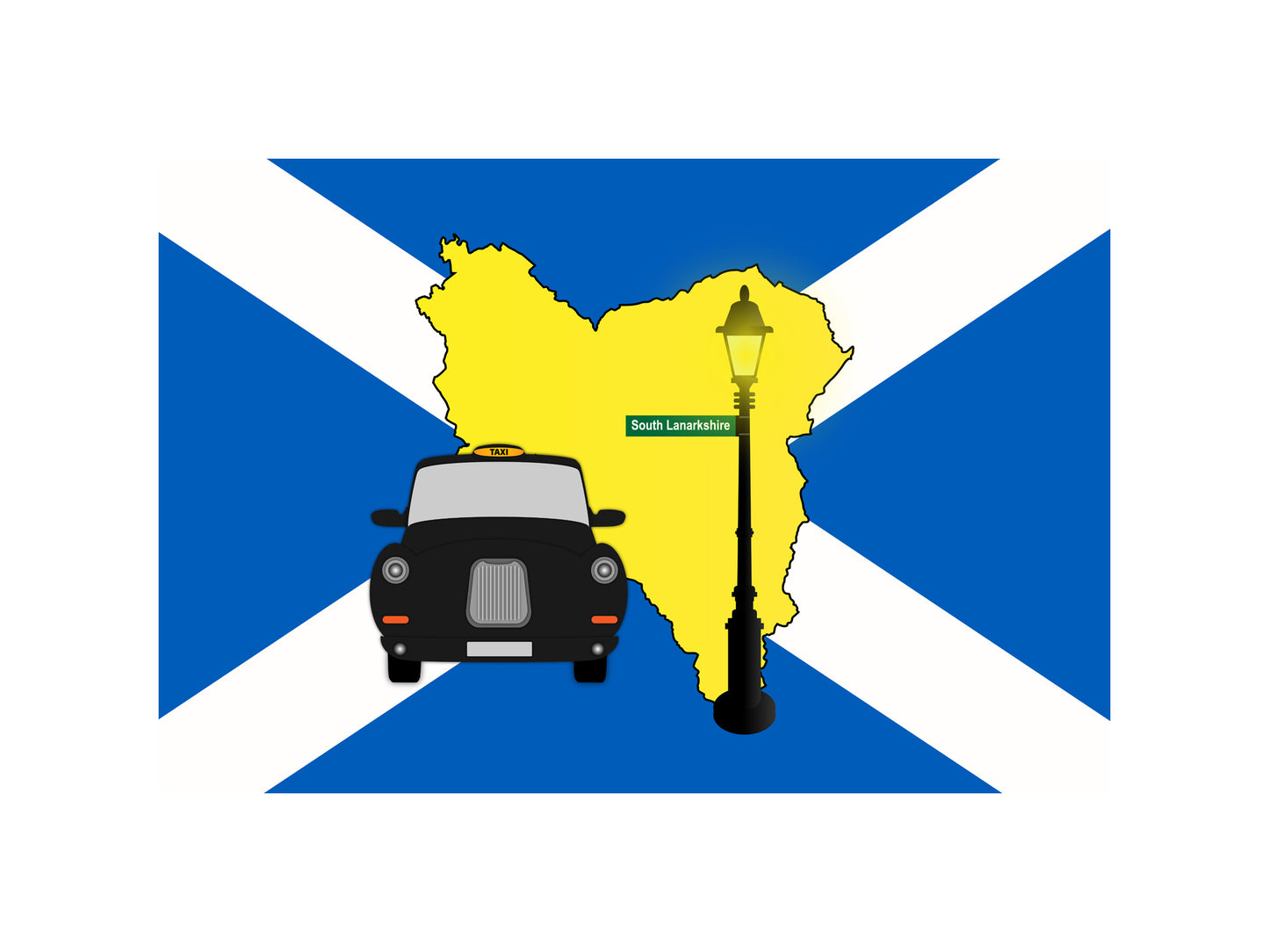 South Lanarkshire United Kingdom Black Taxi Vector Illustrations | Iconic London Taxi Collection