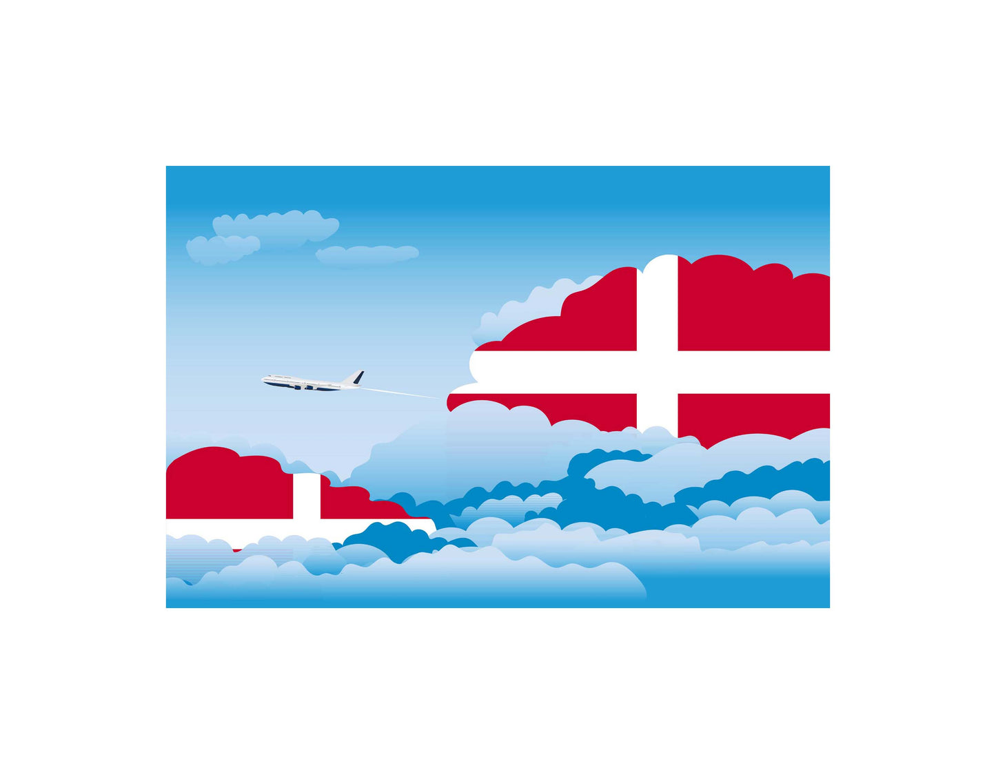 Sovereign Military Order of Malta Airplane Day Clouds Vector Illustration | Travel & Aviation Sky Scene