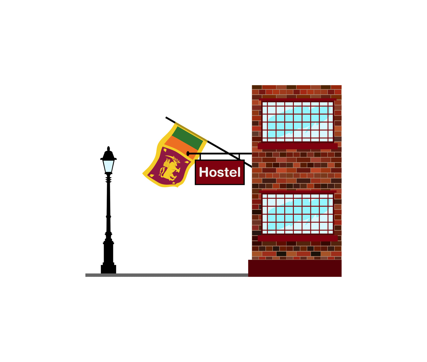 Sri Lanka Hostels Hotel Vector Illustration