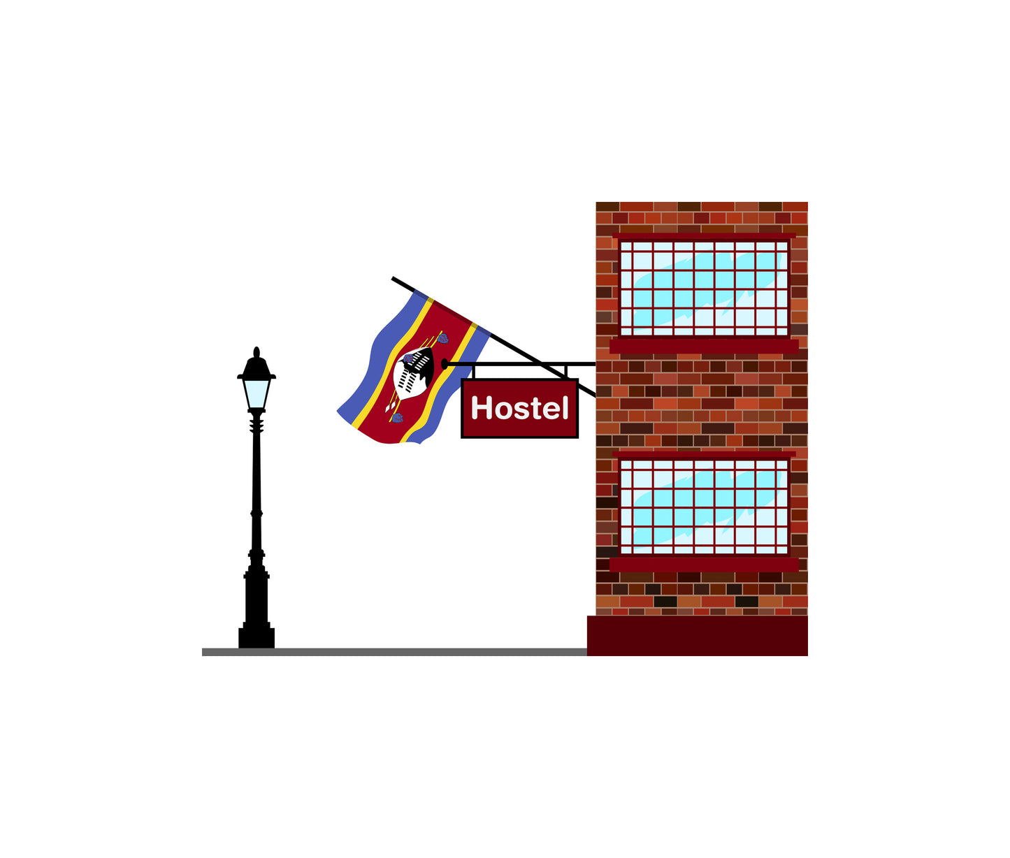 Swaziland World Hostels Vector Illustrations | Hostel Buildings & Accommodation Collection