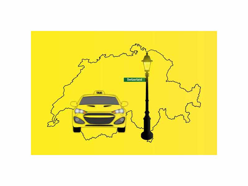 Switzerland World Yellow Taxi Vector Illustrations | Iconic Taxi & Urban Transportation Collection
