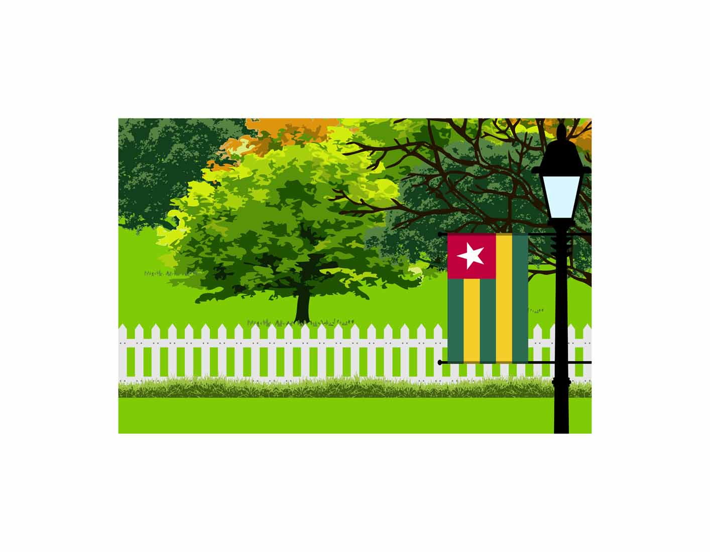 Togo Trees Street Lamp Vector Illustration