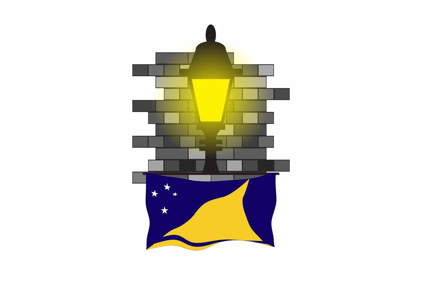 Tokelau Flag Street Lamp Bricks Vector Illustration