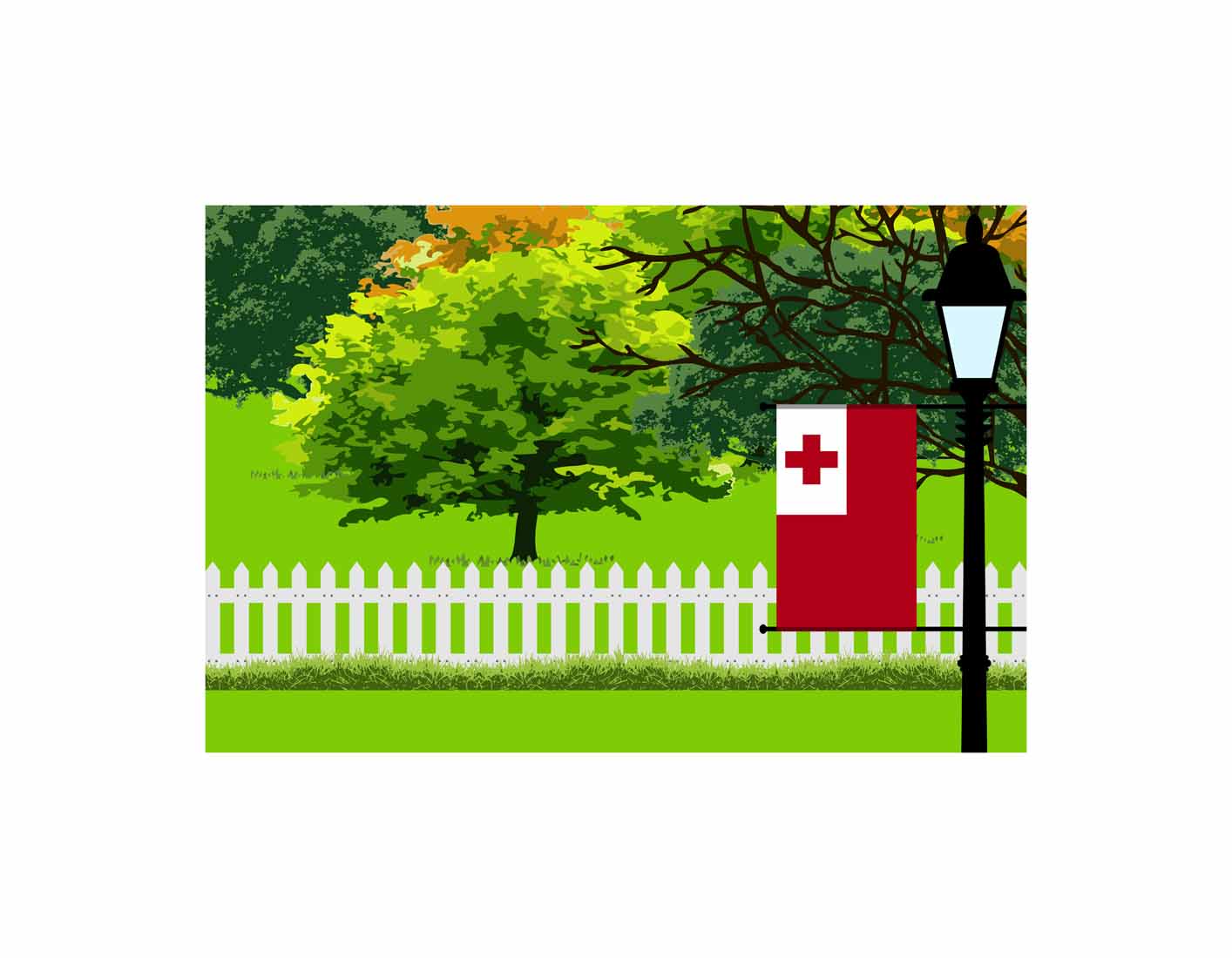 Tonga Home Town Trees Landscape Moon Night Vector Illustrations