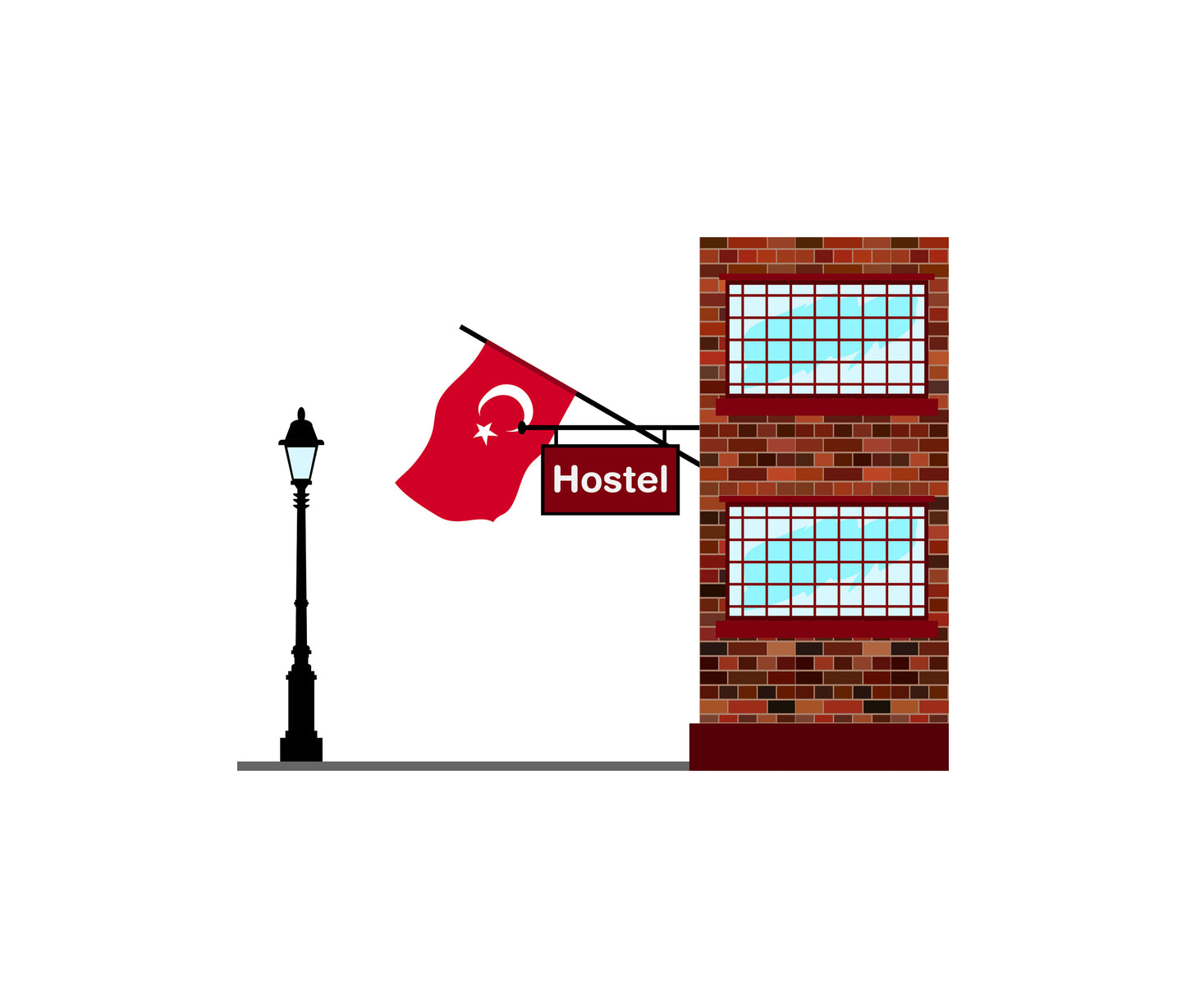 Turkey Hostels Hotel Vector Illustration
