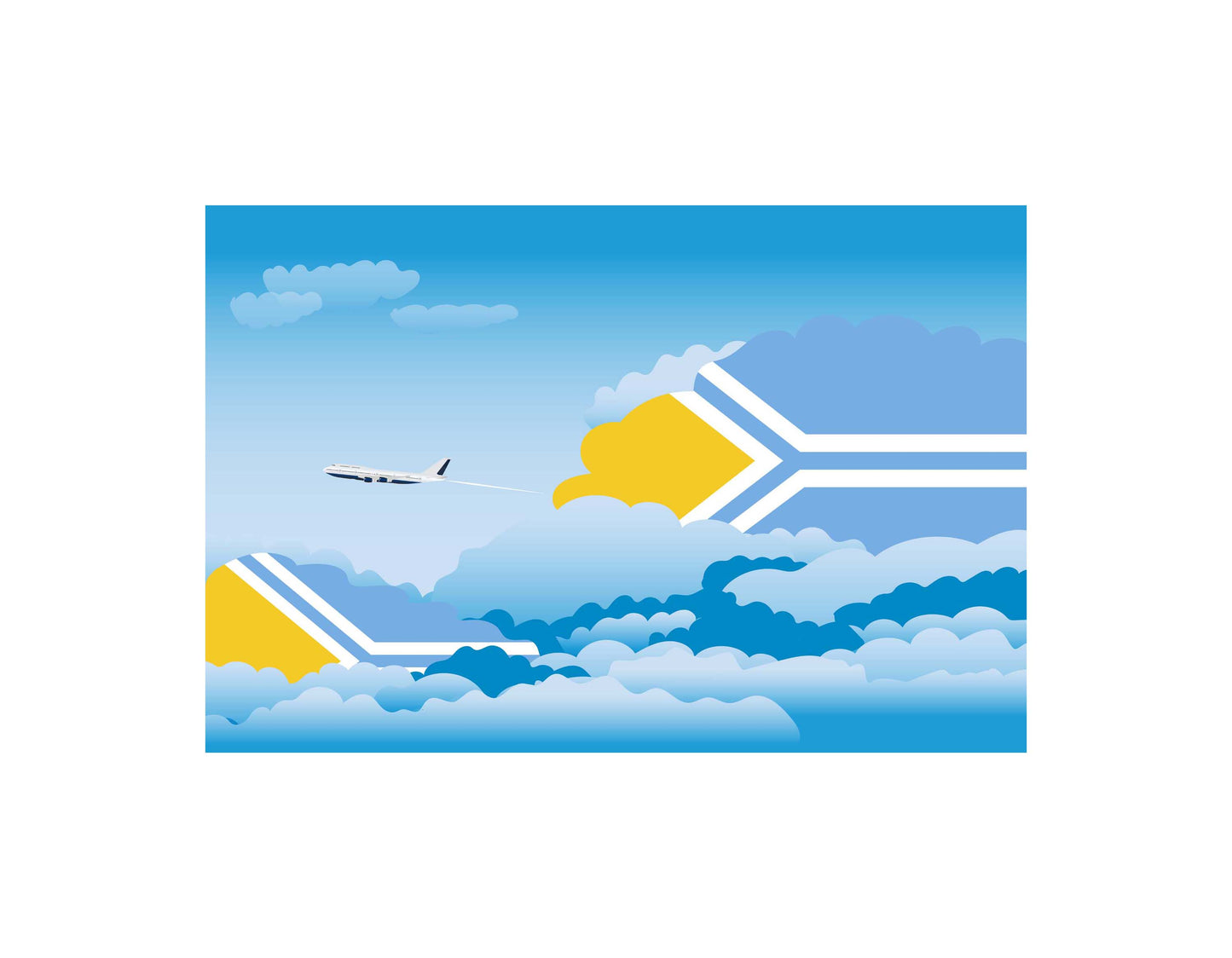 Tuva Airplane Day Clouds Vector Illustration | Travel & Aviation Sky Scene