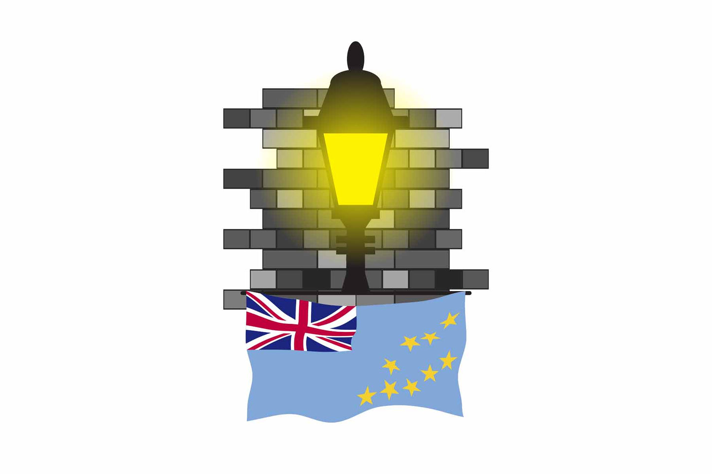 Tuvalu World Street Lamp Bricks Dark Night Vector Illustrations | Moonlit Urban Landscape Collection