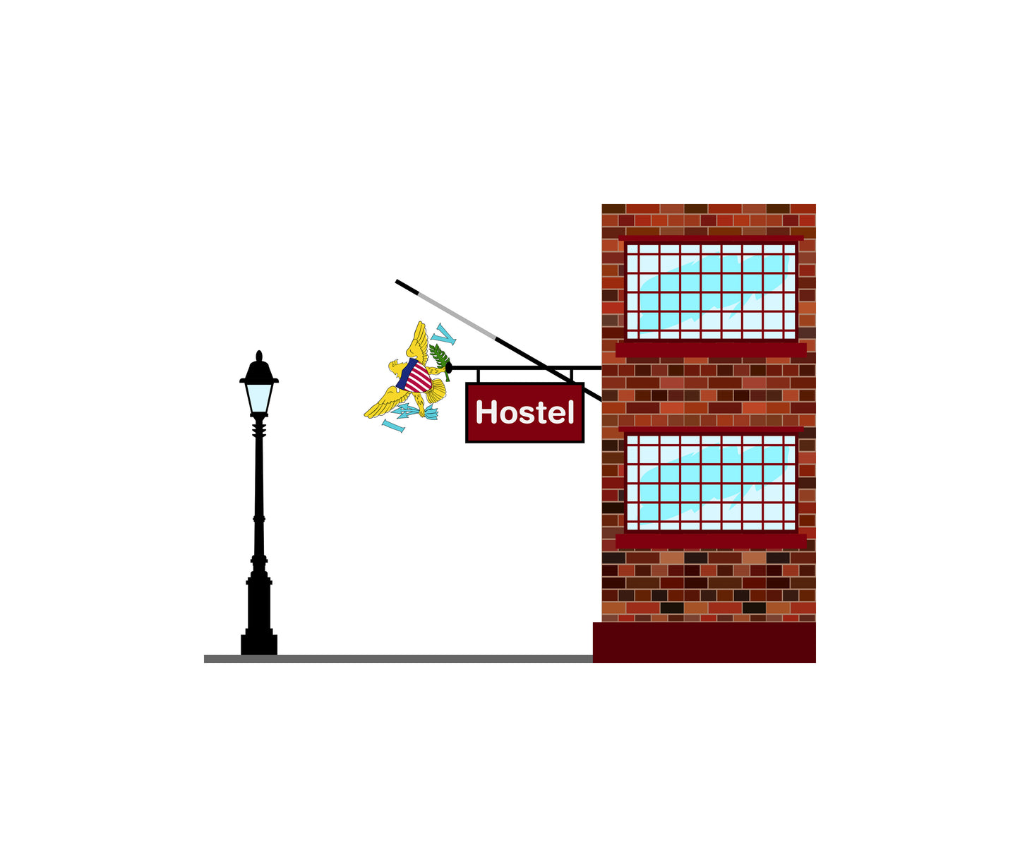 US Virgin Islands World Hostels Vector Illustrations | Hostel Buildings & Accommodation Collection