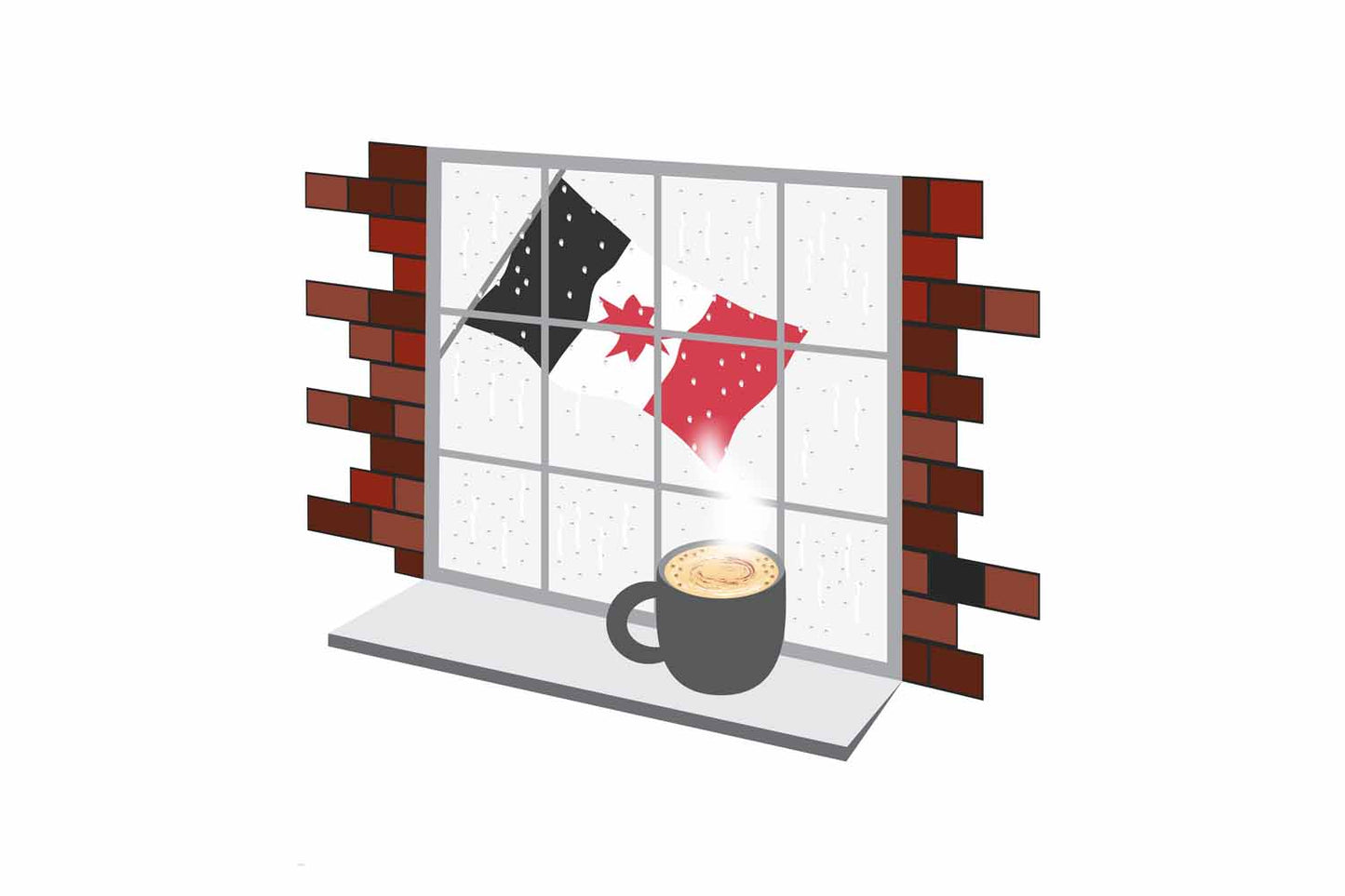 Udmurtia Coffee Rain Window Vector Illustration | Cozy Café Scene