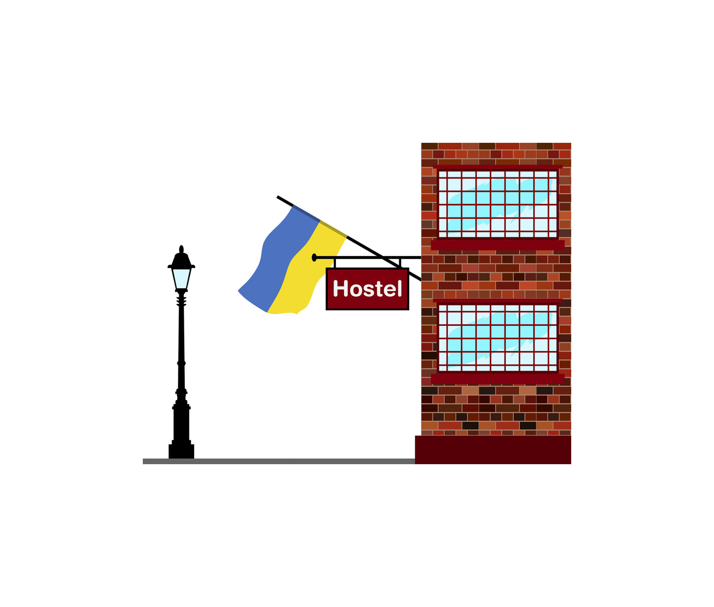 Ukraine Hostels Hotel Vector Illustration