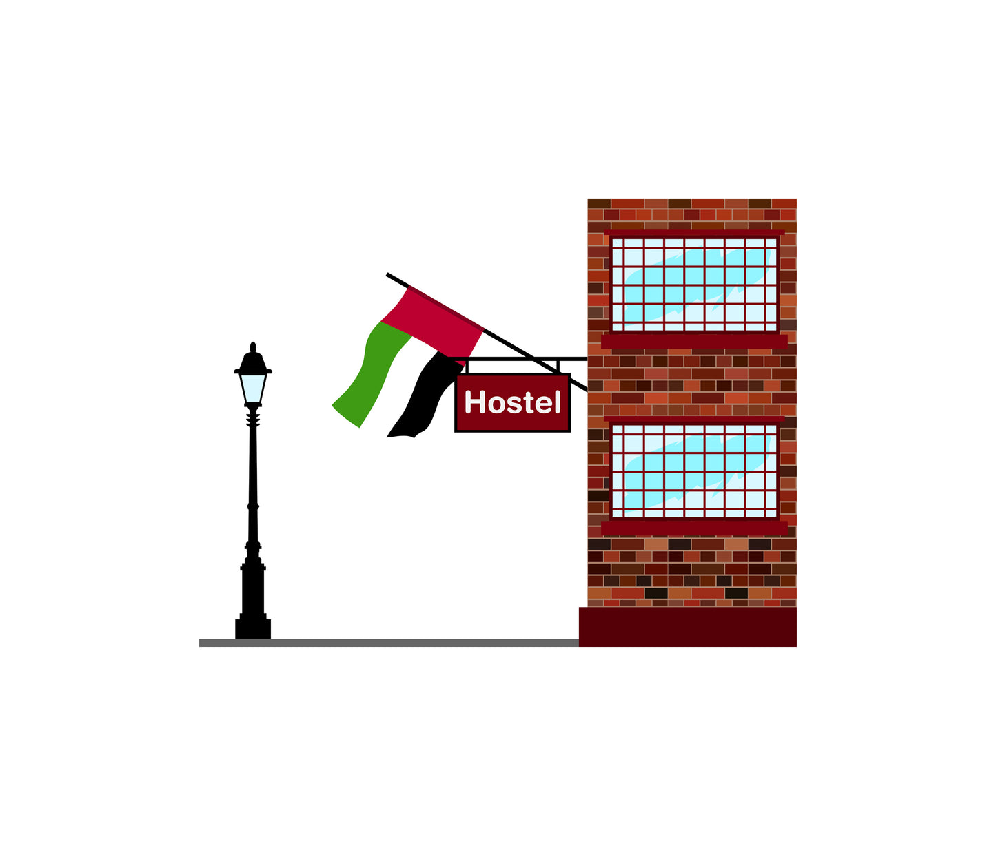 United Arab Emirates Hostels Hotel Vector Illustration