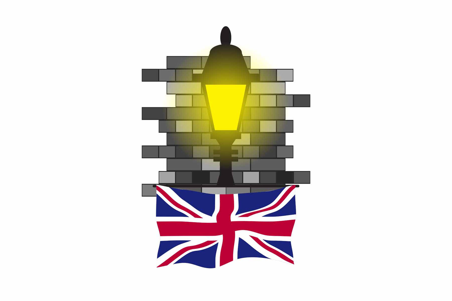 United KIngdom World Street Lamp Bricks Dark Night Vector Illustrations | Moonlit Urban Landscape Collection