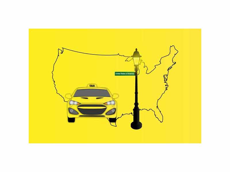 USA World Yellow Taxi Vector Illustrations | Iconic Taxi & Urban Transportation Collection
