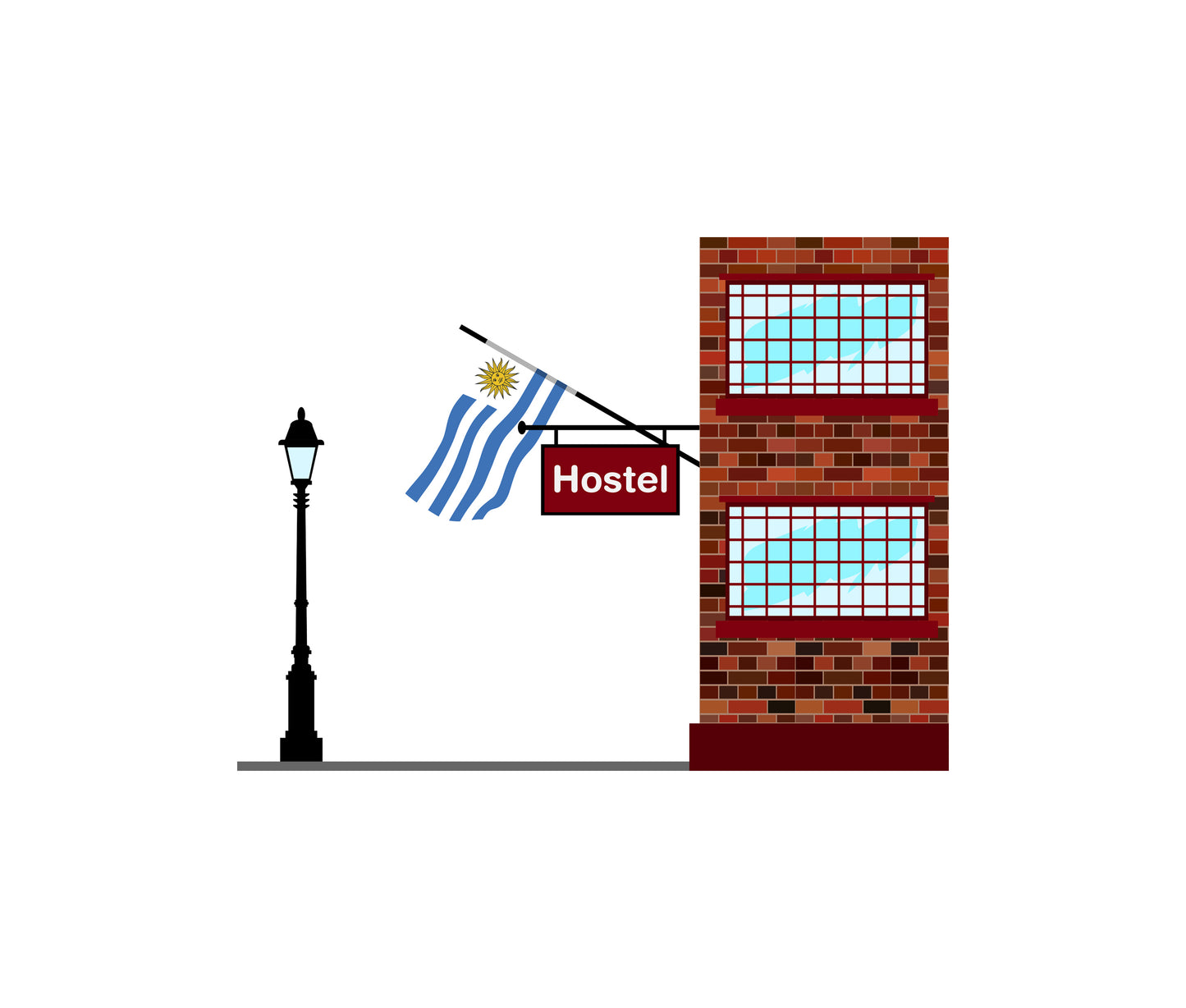 Uruguay Hostels Hotel Vector Illustration