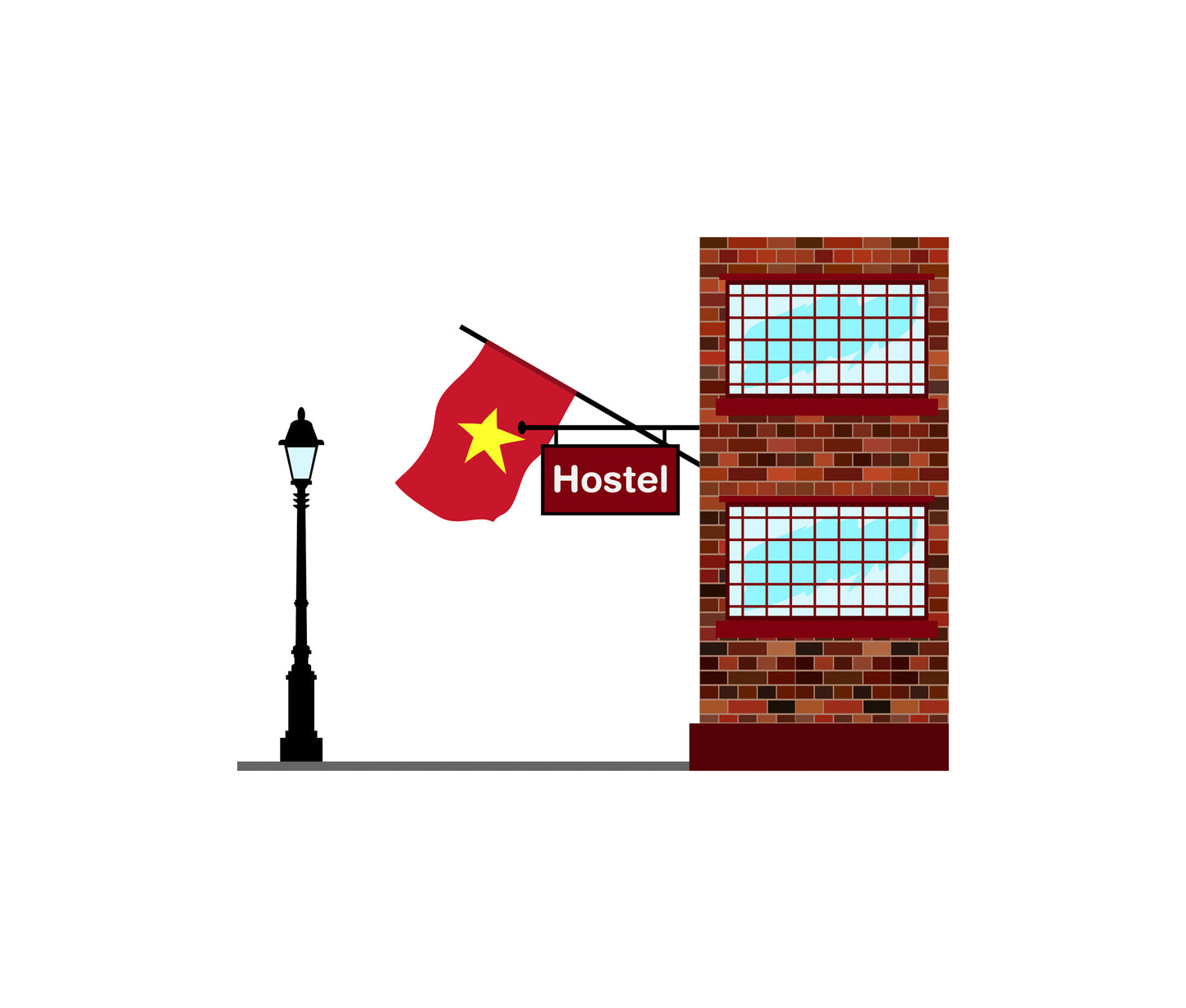 Vietnam Hostels Hotel Vector Illustration